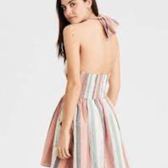 Pastel Striped Halter Sundress American Eagle - Picture 2 of 7